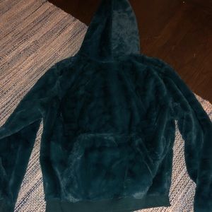 floofy green sweatshirt